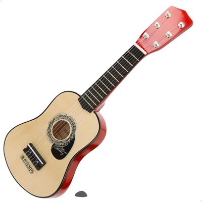 COLORBABY Bontempi klassisk trägitarr 55 cm med rem, 6 funktionella strängar, traditionell design, ljus kropp, lätt och hanterbar, för att starta musik från 5 år (39230) COLORBABY Bontempi klassisk trägitarr 55 cm med rem, 6 funktionella strängar, traditionell design, ljus kropp, lätt och hanterbar, för att starta musik från 5 år (39230)