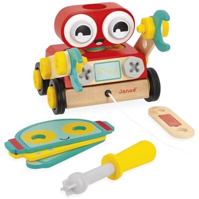 Janod Mitt första byggspel trärobot att bygga 42 stycken + 4 modellkort stimulerar fantasi och drivkraft från 2 år Janod Mitt första byggspel trärobot att bygga 42 stycken + 4 modellkort stimulerar fantasi och drivkraft från 2 år