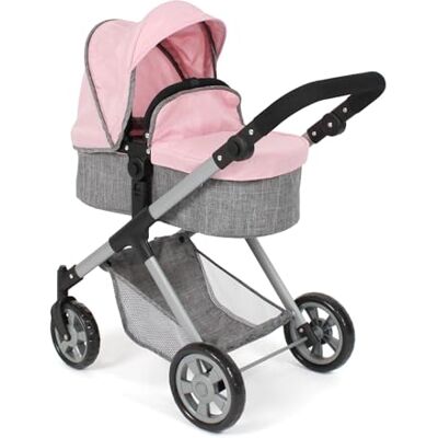 Bayer Chic 2000 2-i-1 dockvagn Mila – Melange grå-rosa – höjdjusterbart handtag 39–72 cm – modern ram – dockor upp till 50 cm – 3–7 J. Bayer Chic 2000 2-i-1 dockvagn Mila – Melange grå-rosa – höjdjusterbart handtag 39–72 cm – modern ram – dockor upp till 50 cm – 3–7 J.