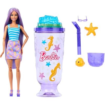 Barbie Pop Reveal Docka & Tillbehör, Sea Slushy-serien Modedocka & Husdjur, 8 Överraskningar inklusive Sensoriskt Slime och Färgförändrande Hår, JKF61 Barbie Pop Reveal Docka & Tillbehör, Sea Slushy-serien Modedocka & Husdjur, 8 Överraskningar inklusive Sensoriskt Slime och Färgförändrande Hår, JKF61