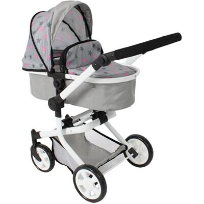 Bayer Chic 2000 ® 2-i-1 dockvagn Mika – stjärna grå – vikbar – höjdjusterbart handtag 47–80 cm – modern ram – dockor upp till 52 cm – 4–8 J. Bayer Chic 2000 ® 2-i-1 dockvagn Mika – stjärna grå – vikbar – höjdjusterbart handtag 47–80 cm – modern ram – dockor upp till 52 cm – 4–8 J.