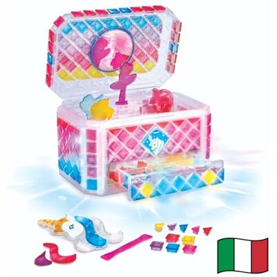 VTech Mosaic Magic Lights Smyckeskrin för flicka, lysande smyckeskrin med 200 mosaikkort, 4 figurer ingår, avslappnande melodier, italienska språk, batterier ingår, 5 år VTech Mosaic Magic Lights Smyckeskrin för flicka, lysande smyckeskrin med 200 mosaikkort, 4 figurer ingår, avslappnande melodier, italienska språk, batterier ingår, 5 år