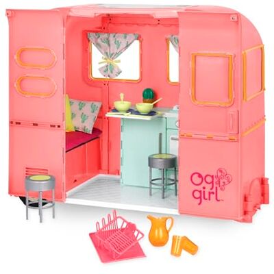 Our Generation Vår generation – campinghänge – köks- och matlagningstillbehör – 46 cm dockfordon – fantasispel – leksak för barn från 3 år – R.V. Seeing You Camper (rosa) Our Generation Vår generation – campinghänge – köks- och matlagningstillbehör – 46 cm dockfordon – fantasispel – leksak för barn från 3 år – R.V. Seeing You Camper (rosa)
