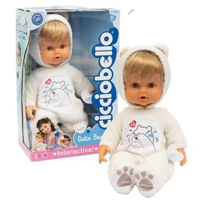 Cicciobello Cutie Bear Interaktiv Docka Med Växtfunktion Och Vit Björndräkt, 42 Cm, Sluta Gråt Med Napp, Pedagogiskt Lek För Barn 2+ Cicciobello Cutie Bear Interaktiv Docka Med Växtfunktion Och Vit Björndräkt, 42 Cm, Sluta Gråt Med Napp, Pedagogiskt Lek För Barn 2+