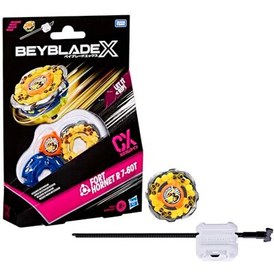 Hasbro Beyblade X Fort Hornet R 7-60T CX-startpaketset, Takara Tomy-snurra av balanstyp och avfyrare, stridssnurror, tävlingsleksaker, från 8 år Hasbro Beyblade X Fort Hornet R 7-60T CX-startpaketset, Takara Tomy-snurra av balanstyp och avfyrare, stridssnurror, tävlingsleksaker, från 8 år
