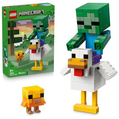 Lego Minecraft Hönsryttare – Byggleksak – Datorspelsprydnad med minifigurer av zombiebaby och kycklingar – Samlarobjekt och rumsdekoration – Present för pojkar, flickor och barn från 9 år – 21582 Lego Minecraft Hönsryttare – Byggleksak – Datorspelsprydnad med minifigurer av zombiebaby och kycklingar – Samlarobjekt och rumsdekoration – Present för pojkar, flickor och barn från 9 år – 21582