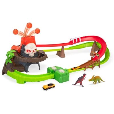 Dickie Toys Bilbana Skull Volcano Track-set (100 cm) med vulkanutbrott, bil och dinosaurietillbehör – leksaksmotorväg för barn från 3 år, med ljus och ljud, inkl. batterier Dickie Toys Bilbana Skull Volcano Track-set (100 cm) med vulkanutbrott, bil och dinosaurietillbehör – leksaksmotorväg för barn från 3 år, med ljus och ljud, inkl. batterier