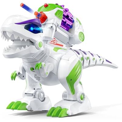 Ruko 8809 Radiostyrd dinosaurie T-Rex för barn, stor uppladdningsbar RC Dino med programmeringsfunktion, promenader, bryggor, LED-ögon och dartskott, leksak från 3 år, grön-lila-vit Ruko 8809 Radiostyrd dinosaurie T-Rex för barn, stor uppladdningsbar RC Dino med programmeringsfunktion, promenader, bryggor, LED-ögon och dartskott, leksak från 3 år, grön-lila-vit
