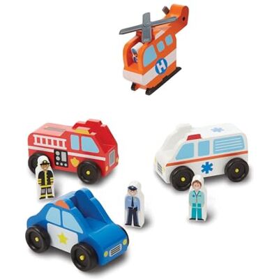 Melissa & Doug Wooden Emergency Vehicle Set, Wooden Vehicles, Cars & Trains, 2+, Gift for Boy or Girl Melissa & Doug Wooden Emergency Vehicle Set, Wooden Vehicles, Cars & Trains, 2+, Gift for Boy or Girl