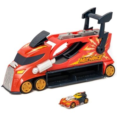 T-Racers Mix ´N Race Thunder Truck – 3 lager i 1 lastbil inklusive 1 x T-Racer Mix ´N Race exklusiv bil, fordonsfäste, kasthandtag och plats för 7 bilar T-Racers Mix ´N Race Thunder Truck – 3 lager i 1 lastbil inklusive 1 x T-Racer Mix ´N Race exklusiv bil, fordonsfäste, kasthandtag och plats för 7 bilar