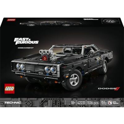 Lego Technic Fast and Furious Dodge Charger R/T bil 42231 Byggsats för vuxna, racerbil med styrning och fjädring, samlarobjekt med V8-motor och 2 gastuber, present, 1516 delar Lego Technic Fast and Furious Dodge Charger R/T bil 42231 Byggsats för vuxna, racerbil med styrning och fjädring, samlarobjekt med V8-motor och 2 gastuber, present, 1516 delar