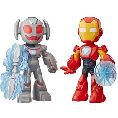 Marvel Iron Man and His Awesome Friends, Clash Pack med extra stora Iron Man och Ultron, actionfigurer på 22,8 cm, superhjälteleksaker för barn, från 3 år Marvel Iron Man and His Awesome Friends, Clash Pack med extra stora Iron Man och Ultron, actionfigurer på 22,8 cm, superhjälteleksaker för barn, från 3 år