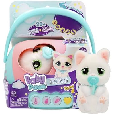 BABY PAWS Just Born Kitty interaktiva husdjur husdjur med en elektronisk transportbur med många funktioner från 3 år BABY PAWS Just Born Kitty interaktiva husdjur husdjur med en elektronisk transportbur med många funktioner från 3 år