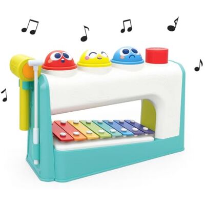HOLA Musikalisk babyxylofon för barn med realistiska musikinstrumentljud interaktiv leksak med hammare och bollar spel som främjar lärande och koordination Baby gåva HOLA Musikalisk babyxylofon för barn med realistiska musikinstrumentljud interaktiv leksak med hammare och bollar spel som främjar lärande och koordination Baby gåva