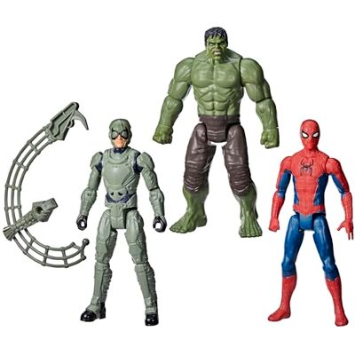 Marvel Spider-Man: Brand New Day Titan Series Spider-Man-, Hulken- och Scorpion-figurset, 3-pack superhjälteleksaker och figurer för barn, från 4 år Marvel Spider-Man: Brand New Day Titan Series Spider-Man-, Hulken- och Scorpion-figurset, 3-pack superhjälteleksaker och figurer för barn, från 4 år