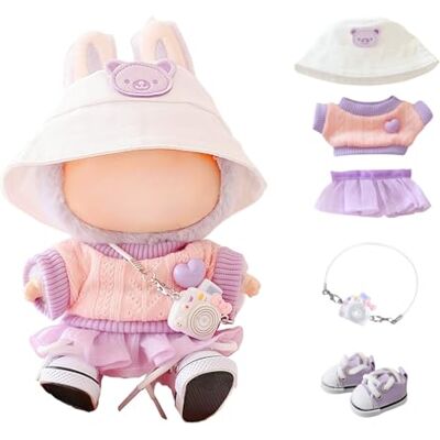 TOU-BEGUIN Kläder för Labubu docktillbehör, snygg Kawaii outfit set 5 delar lämplig för 15 cm 17 cm labubu docka, dockkläder set ersättning TOU-BEGUIN Kläder för Labubu docktillbehör, snygg Kawaii outfit set 5 delar lämplig för 15 cm 17 cm labubu docka, dockkläder set ersättning