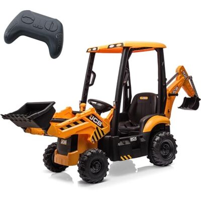 Baloveby 4-i-1-sitttraktor, grävmaskin och bulldozer och avtagbart tält, 12 V batteridrivet elfordon med fjärrkontroll, frontlastare, grävmaskiner, tupe, eva-däck, barnbarn-bil-leksaker, gul Baloveby 4-i-1-sitttraktor, grävmaskin och bulldozer och avtagbart tält, 12 V batteridrivet elfordon med fjärrkontroll, frontlastare, grävmaskiner, tupe, eva-däck, barnbarn-bil-leksaker, gul