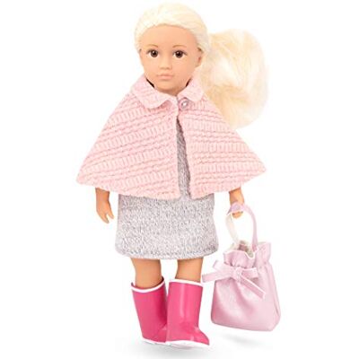 Lori 45714 docka Elizabeth, 15 cm, långt blont hår, blå ögon, från 3 år, stående docka, rörlig, mjuk kropp, cape, stövlar rosa, ullklänning, flerfärgad Lori 45714 docka Elizabeth, 15 cm, långt blont hår, blå ögon, från 3 år, stående docka, rörlig, mjuk kropp, cape, stövlar rosa, ullklänning, flerfärgad