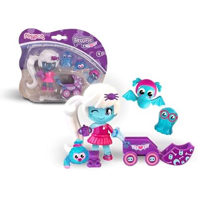 Pinypon Terrific My Monsters & Me Spökfigur Pack med sina 3 husdjur och barnvagn, docka med glittrande i mörkret dekorationer för barn 4 år Berömd (PNY55000) Pinypon Terrific My Monsters & Me Spökfigur Pack med sina 3 husdjur och barnvagn, docka med glittrande i mörkret dekorationer för barn 4 år Berömd (PNY55000)