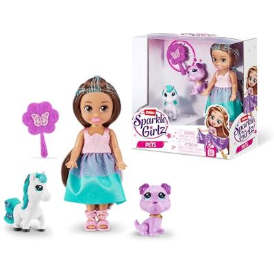 Sparkle prinsessdocka och husdjursset av ZURU 2 Pets, hårstyling för barn, katt, enhörning, vårdsleksaker för flickor, möjlig modedocka, avtagbar klänning, gåvor för flickor, 3+ Sparkle prinsessdocka och husdjursset av ZURU 2 Pets, hårstyling för barn, katt, enhörning, vårdsleksaker för flickor, möjlig modedocka, avtagbar klänning, gåvor för flickor, 3+