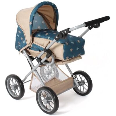 Bayer Chic 2000 ® 3-i-1 Kombi dockvagn Leni – stjärna turkos-beige – vikbart, höjdjusterbart handtag 43–67 cm, bärväska – dockor upp till 46 cm, från 3 J. Bayer Chic 2000 ® 3-i-1 Kombi dockvagn Leni – stjärna turkos-beige – vikbart, höjdjusterbart handtag 43–67 cm, bärväska – dockor upp till 46 cm, från 3 J.