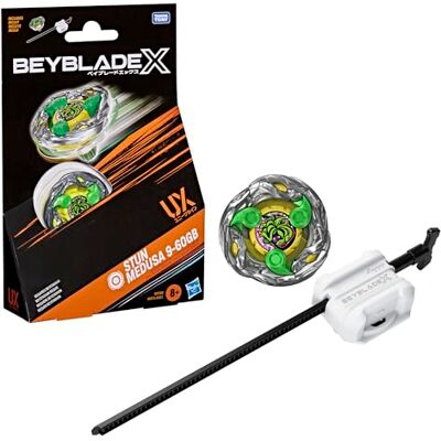 Hasbro Beyblade X Stun Medusa 9-60GB UX-startpaket med Takara Tomy-snurra av uthållighetstyp och avfyrare, stridssnurror, tävlingsleksaker, från 8 år Hasbro Beyblade X Stun Medusa 9-60GB UX-startpaket med Takara Tomy-snurra av uthållighetstyp och avfyrare, stridssnurror, tävlingsleksaker, från 8 år