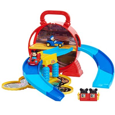 Disney Junior Mickey Mouse Stow ’n Go Garage, Figure and Vehicle Playset Disney Junior Mickey Mouse Stow ’n Go Garage, Figure and Vehicle Playset