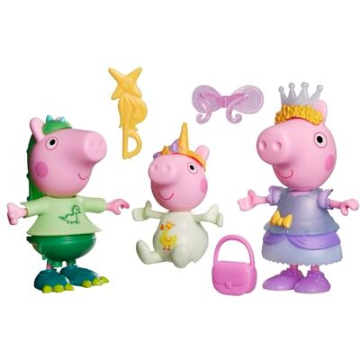 Peppa Pig Three Little Piggies-utklädningsset med tre figurer och 12 modetillbehör som är enkla att ta på, leksaker för barn i förskoleåldern från 3 år Peppa Pig Three Little Piggies-utklädningsset med tre figurer och 12 modetillbehör som är enkla att ta på, leksaker för barn i förskoleåldern från 3 år