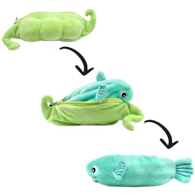 FLIPETZ by Les DéGLINGOS vändbar fisk/prickig plysch ultramjuk 2-i-1 gömd gosedjur blandad och första åldern födelsegåva grön och blå, 20 cm FLIPETZ by Les DéGLINGOS vändbar fisk/prickig plysch ultramjuk 2-i-1 gömd gosedjur blandad och första åldern födelsegåva grön och blå, 20 cm