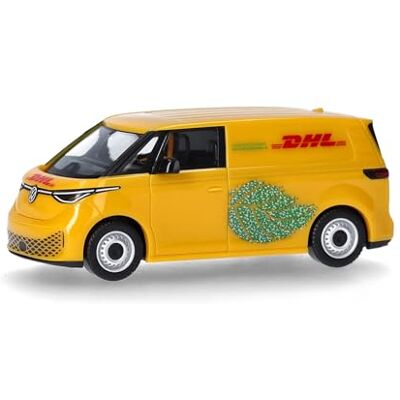 Herpa Bilmodell VW ID. Buzz Cargo "DHL", miniatyr i skala 1:87, samlarobjekt, Made in Germany, plastmodell Herpa Bilmodell VW ID. Buzz Cargo "DHL", miniatyr i skala 1:87, samlarobjekt, Made in Germany, plastmodell