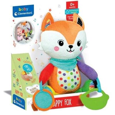 Clementoni Baby Easy-Peasy Soft Fox, reseplyschleksak för barn 0+ månader, färskande sonaglin med hänge, barnvagnstång för barnvagn och bil, maskintvättbar, 17623 Clementoni Baby Easy-Peasy Soft Fox, reseplyschleksak för barn 0+ månader, färskande sonaglin med hänge, barnvagnstång för barnvagn och bil, maskintvättbar, 17623