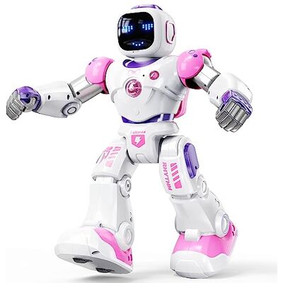 Ruko 1088 Intelligent robot för barn, stor programmerbar STEM-robot med röststyrning och appkontroll, interaktiv RC-robot för pojkar och flickor från 4–9 år, rosa Ruko 1088 Intelligent robot för barn, stor programmerbar STEM-robot med röststyrning och appkontroll, interaktiv RC-robot för pojkar och flickor från 4–9 år, rosa