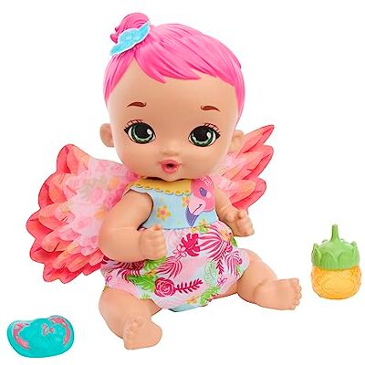 Mattel MY Garden BABY Flamingo – interaktiv docka med vingar och jasminduft, inklusive flaskor, tygblöja och napp, för barn från 3 år, HPD12 Mattel MY Garden BABY Flamingo – interaktiv docka med vingar och jasminduft, inklusive flaskor, tygblöja och napp, för barn från 3 år, HPD12