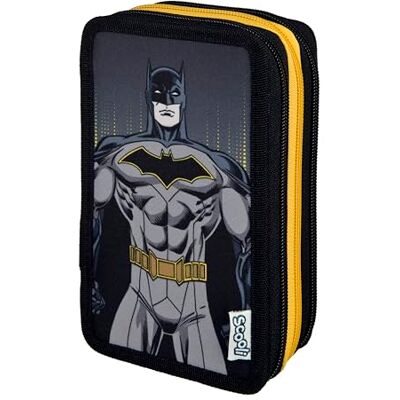 Scooli Tripledecker Batman pennfodral med tre fack fylld med pennor och tillbehör av hög kvalitet perfekt för skolan, fritiden och resor från 6 år Scooli Tripledecker Batman pennfodral med tre fack fylld med pennor och tillbehör av hög kvalitet perfekt för skolan, fritiden och resor från 6 år