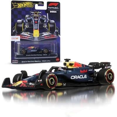 Hot Wheels formgjutna Formula 1, Oracle Red Bull Racing RB20, racerbilar i skala 1:64, samlarleksaker med Real Riders-däck och Metal/Metal-kaross och -chassi, JBM12 Hot Wheels formgjutna Formula 1, Oracle Red Bull Racing RB20, racerbilar i skala 1:64, samlarleksaker med Real Riders-däck och Metal/Metal-kaross och -chassi, JBM12