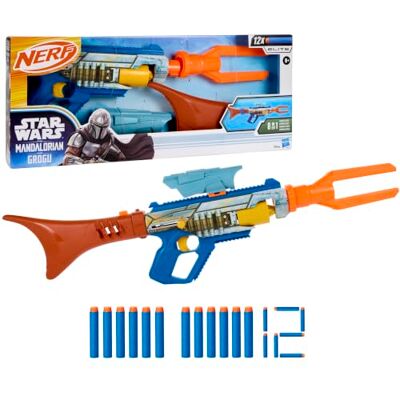 Nerf Star Wars The Mandalorian-blaster, kikarsikte, pipa, dartförvaringskolv, två Elite-darts, presenter till barn, från 8 år Nerf Star Wars The Mandalorian-blaster, kikarsikte, pipa, dartförvaringskolv, två Elite-darts, presenter till barn, från 8 år
