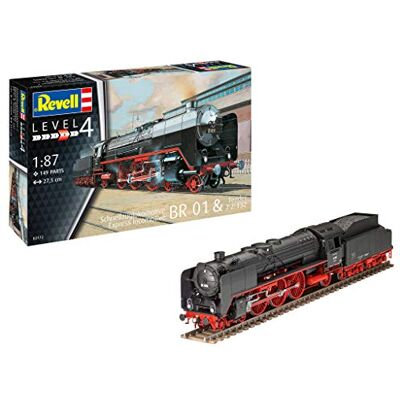 Revell 02172 Schnellzuglokomotive BR01 & Tender 2'2' T32 1:87 skala obyggd/omålad plastmodellsats Revell 02172 Schnellzuglokomotive BR01 & Tender 2'2' T32 1:87 skala obyggd/omålad plastmodellsats