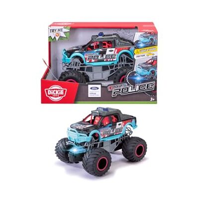 Dickie Toys – Ford Police F-150 1:24 – Polis billeksak för barn från 3 år, 19,3 cm pickup med friktion, ljus och ljud, gummihjul, Try Me funktion, officiell Ford licensmodell, flerfärgad Dickie Toys – Ford Police F-150 1:24 – Polis billeksak för barn från 3 år, 19,3 cm pickup med friktion, ljus och ljud, gummihjul, Try Me funktion, officiell Ford licensmodell, flerfärgad