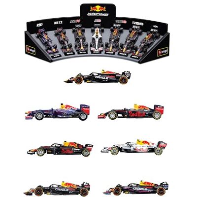 Bburago Burago Set 7 bilar F1 Red Bull Racing 1:43, med utställare, metallrepliker, realistiska detaljer, funktionella hjul, officiell licens, leksakssamling, för barn och F1-fans (78507) Bburago Burago Set 7 bilar F1 Red Bull Racing 1:43, med utställare, metallrepliker, realistiska detaljer, funktionella hjul, officiell licens, leksakssamling, för barn och F1-fans (78507)