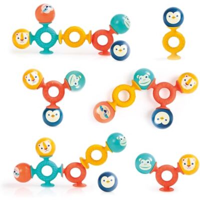 LUDI Smack Pop Sugkoppslekningsset 4 ljudbollar och 3 silikonsugkoppar stimulerar motorik och kreativitet från 10 månader LUDI Smack Pop Sugkoppslekningsset 4 ljudbollar och 3 silikonsugkoppar stimulerar motorik och kreativitet från 10 månader