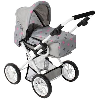 Bayer Chic 2000 ® 3-i-1 Kombi dockvagn Leni – stjärna grå – vikbar, höjdjusterbart handtag 43–67 cm, bärväska – dockor upp till 46 cm, från 3 J. Bayer Chic 2000 ® 3-i-1 Kombi dockvagn Leni – stjärna grå – vikbar, höjdjusterbart handtag 43–67 cm, bärväska – dockor upp till 46 cm, från 3 J.