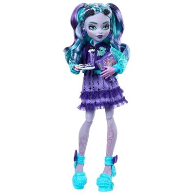 Monster High Fearbook Twyla-set med docka och tillbehör på spelklubbstema, med collegejacka, årsbok, brädspel och kakor, HXW31 Monster High Fearbook Twyla-set med docka och tillbehör på spelklubbstema, med collegejacka, årsbok, brädspel och kakor, HXW31