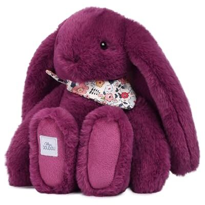Doudou et Compagnie Plumblomma kanin 25 cm ultramjuk kanin med blommiga öron första present till födelsen bebis, flicka, pojke maskintvättbar 30° lila färg DC4704 Doudou et Compagnie Plumblomma kanin 25 cm ultramjuk kanin med blommiga öron första present till födelsen bebis, flicka, pojke maskintvättbar 30° lila färg DC4704