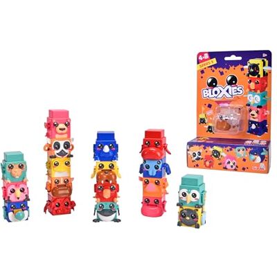 Simba Toys Bloxies figur, serie II (4 stycken) – djurbyggsten för stapling och samling, rolig rörelseeffekt, 4,5 cm, slumpmässigt, leksaker från 3 år Simba Toys Bloxies figur, serie II (4 stycken) – djurbyggsten för stapling och samling, rolig rörelseeffekt, 4,5 cm, slumpmässigt, leksaker från 3 år