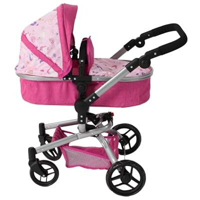 Bayer Chic 2000 – Yolo-dockvagn, 2-i-1 kombidockvagn för barn från 3 till 8 år, barnvagn för dockor upp till 52 cm storlek, barndockvagn, dockbarnvagn, enhörning, rosa Bayer Chic 2000 – Yolo-dockvagn, 2-i-1 kombidockvagn för barn från 3 till 8 år, barnvagn för dockor upp till 52 cm storlek, barndockvagn, dockbarnvagn, enhörning, rosa