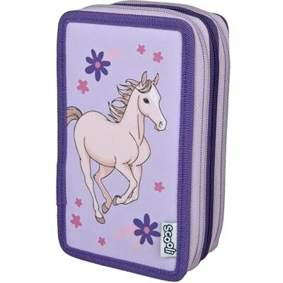 Scooli Tripledecker Magic Horse pennfodral med tre fack fylld med pennor och tillbehör av hög kvalitet perfekt för skolan, fritiden och resor från 6 år Scooli Tripledecker Magic Horse pennfodral med tre fack fylld med pennor och tillbehör av hög kvalitet perfekt för skolan, fritiden och resor från 6 år