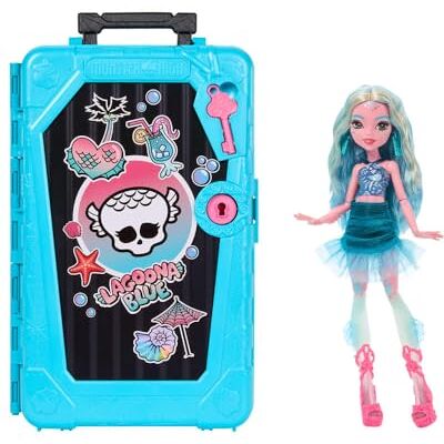 Monster High Skulltimate Secrets Lagoona Blue docka Destination: Gore-geous Oasis havsmonsterdocka med resväska och 19+ överraskningar som kläder, JDR51 Monster High Skulltimate Secrets Lagoona Blue docka Destination: Gore-geous Oasis havsmonsterdocka med resväska och 19+ överraskningar som kläder, JDR51