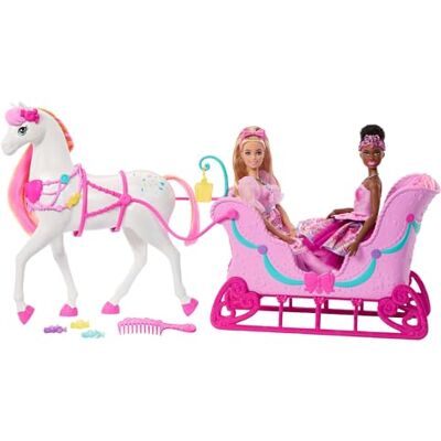 Barbie i Nötknäpparen™ Godislandet-häst och släde med färgglatt, doftande hår, kam och godisdoftande tillbehör, JRF15 Barbie i Nötknäpparen™ Godislandet-häst och släde med färgglatt, doftande hår, kam och godisdoftande tillbehör, JRF15