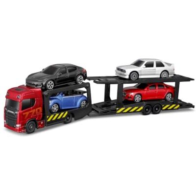 Maisto Fresh Metal Scania biltransportör lastbil inkl. 4 bilar, 1:64, Porsche Panamera, BMW 3-pack, VW Beetle, Audi A4 – Lastbil, leksak, lastbil med hängsläp, leksaksbilar för barn från 3 år (512631) Maisto Fresh Metal Scania biltransportör lastbil inkl. 4 bilar, 1:64, Porsche Panamera, BMW 3-pack, VW Beetle, Audi A4 – Lastbil, leksak, lastbil med hängsläp, leksaksbilar för barn från 3 år (512631)