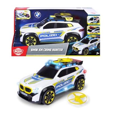 Dickie Toys – BMW XM Crime Hunter (30 cm), polisbil för barn från 3 år, drönare avfyrare med 2 leksaksdrönare, ljus och ljud, stoppskylt, frihjul, polis SUV leksak Dickie Toys – BMW XM Crime Hunter (30 cm), polisbil för barn från 3 år, drönare avfyrare med 2 leksaksdrönare, ljus och ljud, stoppskylt, frihjul, polis SUV leksak
